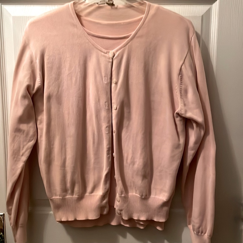 🎀 2pc Pink Sweater set Large, short sleeve top and cardigan